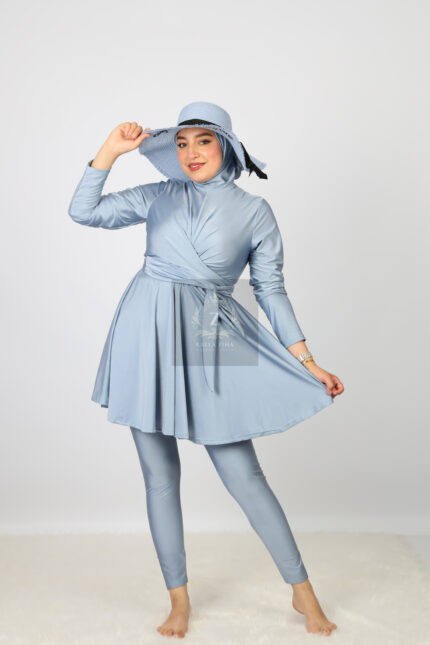 Burkini bleu ciel en 3 pièces